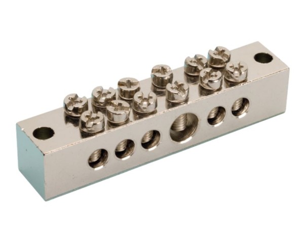 Aardingsblok voor badkamer, 5aansl. 6mm² 1aansl tot 25mm²
