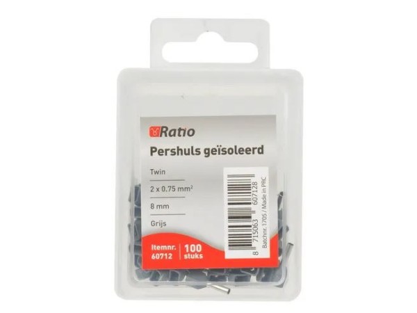 Ratio adereindhuls geisoleerd 0,75mm² 8mm dubbel 100st in doosje