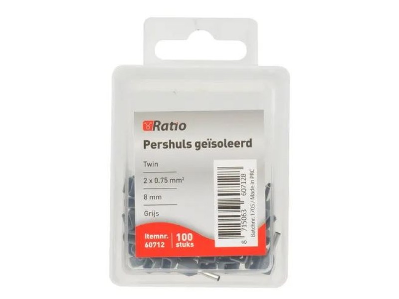 Ratio adereindhuls geisoleerd 0,75mm² 8mm dubbel 100st in doosje