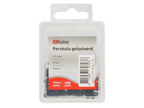Ratio adereindhuls geisoleerd 1,5mm² 8mm enkel 100st in doosje