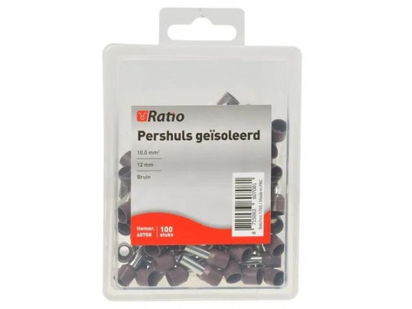 Ratio adereindhuls geisoleerd 10mm² 12mm enkel 100st in doosje