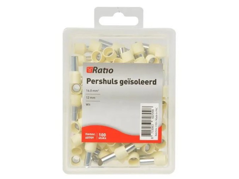 Ratio adereindhuls geisoleerd 16mm² 12mm enkel 100st in doosje