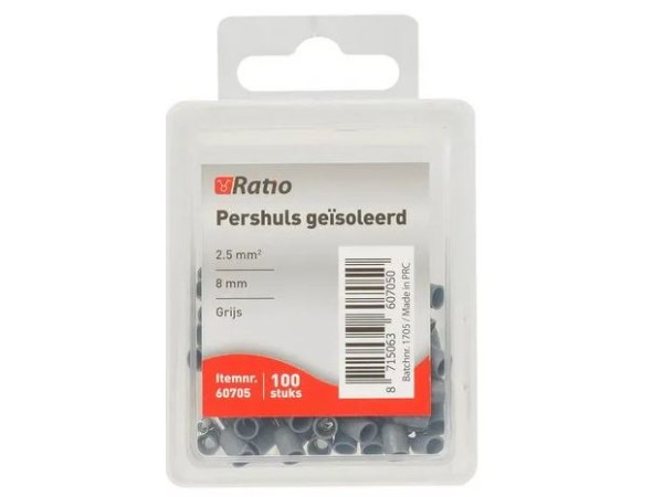 Ratio adereindhuls geisoleerd  2,5mm² 10mm enkel 100st in doosje