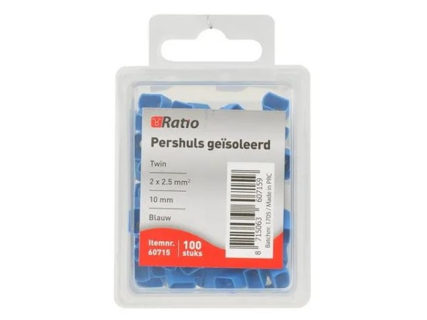 Ratio adereindhuls geisoleerd 2,5mm² 10mm dubbel 100st in doosje