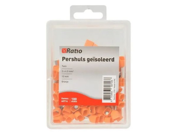 Ratio adereindhuls geisoleerd 4mm² 10mm dubbel 100st in doosje