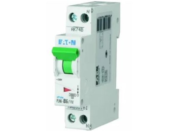 Eaton automaat  6A B 2P 1-polig + N    PLN6-B6/1N-MW