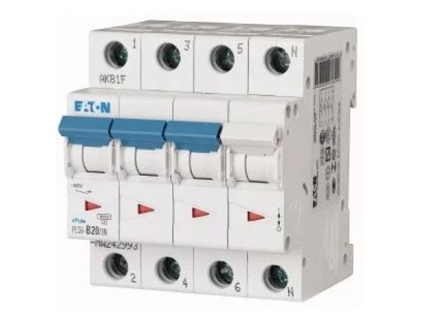 Eaton automaat 20A B 4P 3-polig + N PLS6-B20/3N-MW