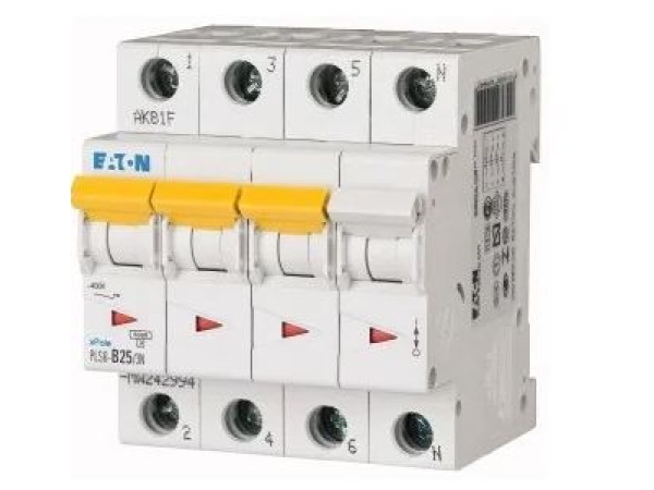 Eaton automaat 25A B 4P 3-polig + N PLS6-B25/3N-MW