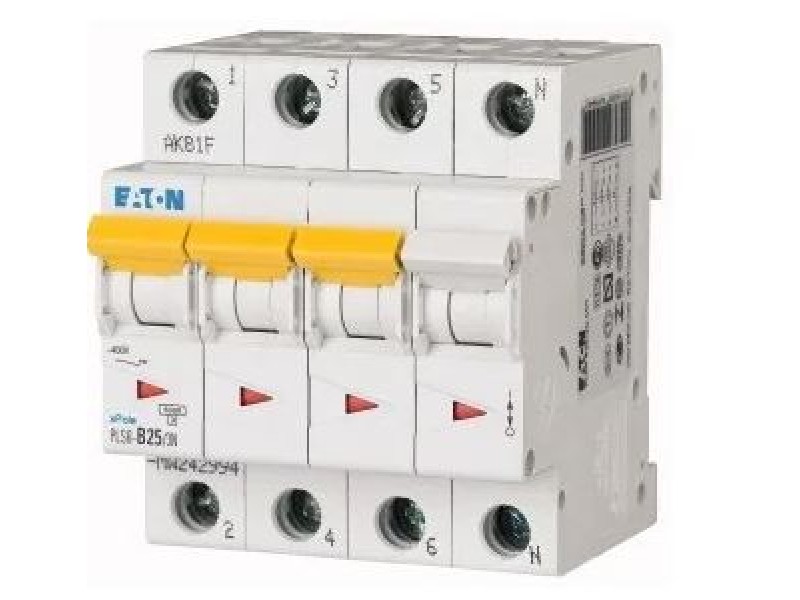 Eaton automaat 25A B 4P 3-polig + N PLS6-B25/3N-MW
