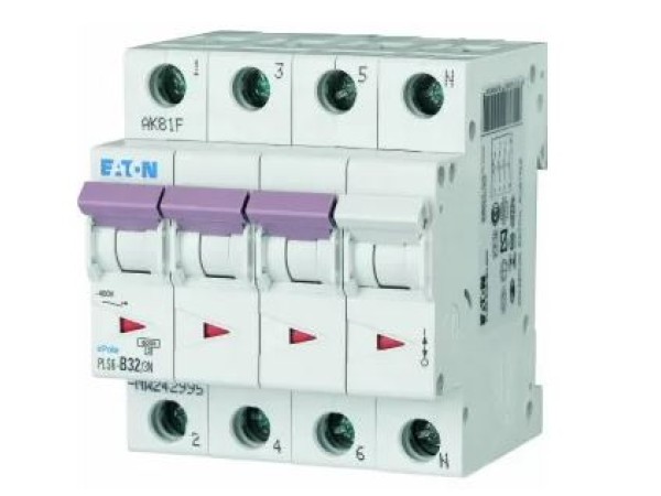 Eaton automaat 32A B 4P 3-polig + N PLS6-B32/3N-MW
