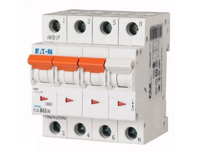 Eaton automaat 63A B 4P 3-polig + N PLS6-B63/3N-MW