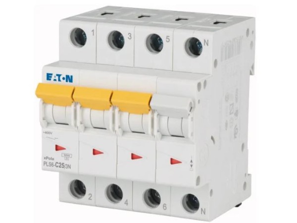Eaton Automaat 25A C 4P 3-polig + N PLS6-C25/3N-MW
