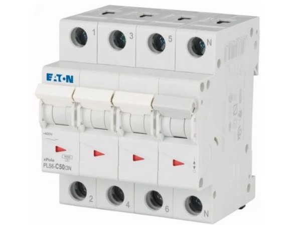 Eaton automaat 50A C 4P 3-polig + N PLS6-C50/3N-MW