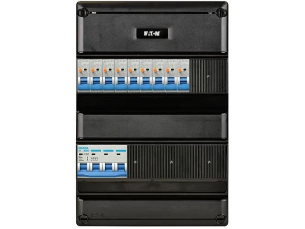 Groepenkast (eaton) 3FASE 1HS 4P 9 aardlekautomaten B16/30mA (gacia)