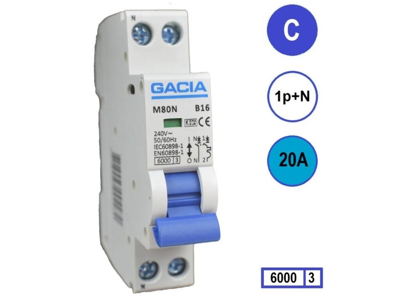 Gacia C20 installatieautomaat  1P+N