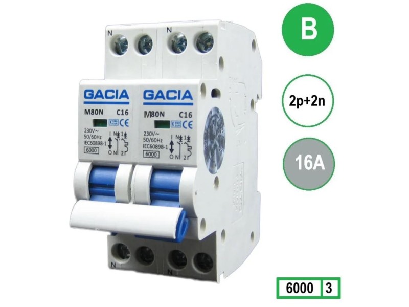Gacia 2XB16 installatieautomaat  kookgroep fornuis 2module
