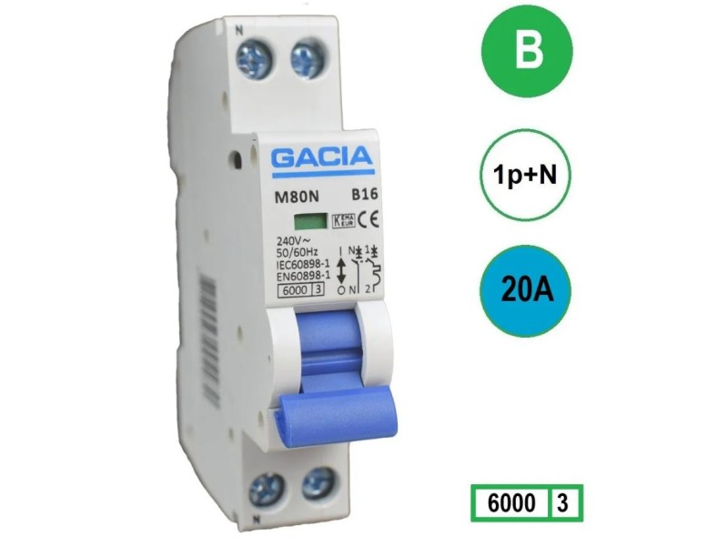 Gacia B20 installatieautomaat  1P+N
