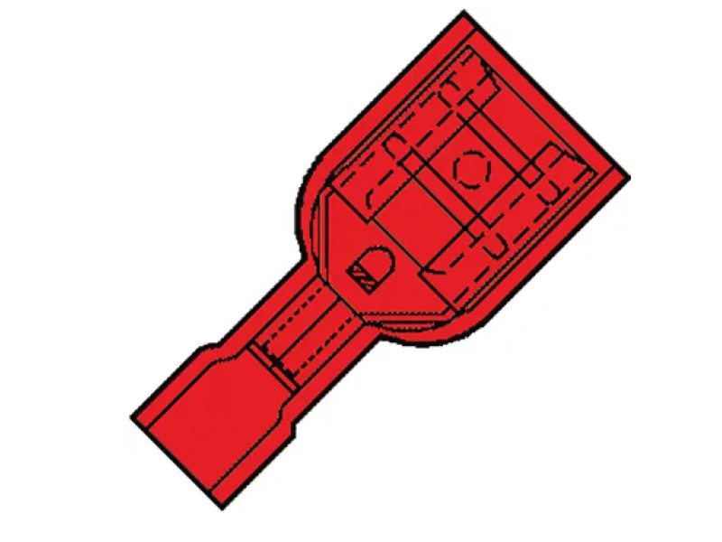 Kabelschoen 0.5-1,5mm2 rood vlakstekerhuls geïsoleerd plat 6,3 x 0,8 mm 100 stuks Kabelschoen 0.5-1,5mm2 rood vlakstekerhuls geïsoleerd plat 6,3 x 0,8 mm 100 stuks