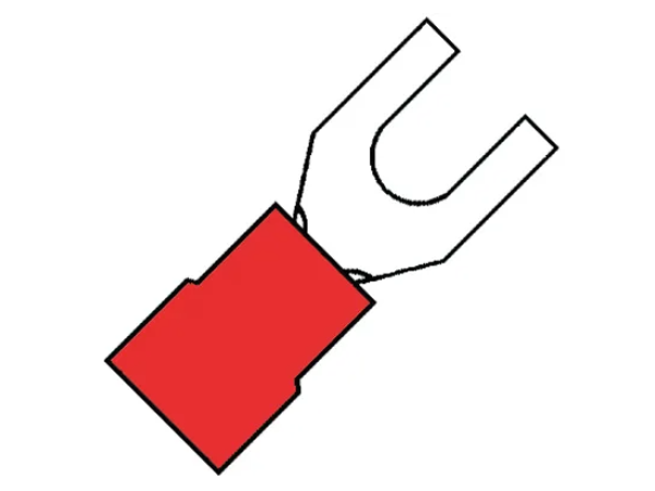 Kabelschoen 0.5-1,5mm2 rood vork M4 100 stuks Kabelschoen 0.5-1,5mm2 rood vork M4 100 stuks