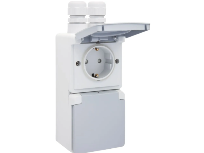 Niko hydro  wcd + ra  2 voudig verticaal dubbele invoer 1 zijde grijs  700-37835