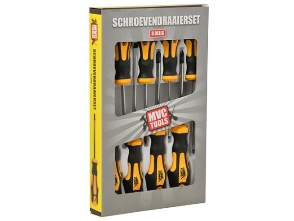 Schroevendraaierset 8-delig kruis en plat