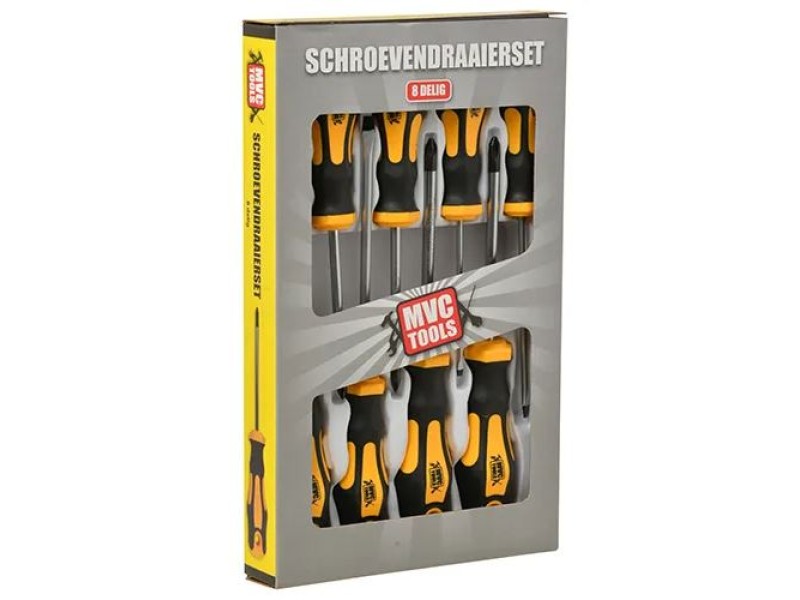 Schroevendraaierset 8-delig kruis en plat