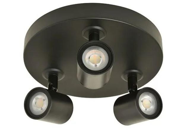 Big bright opbouwspot rond 3 voudig zwart 15W 1035 lumen dim to warm