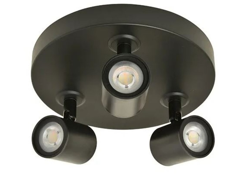Big bright opbouwspot rond 3 voudig zwart 15W 1035 lumen dim to warm