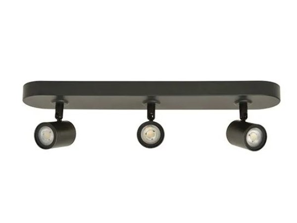 Big bright opbouwspot recht 3 voudig zwart 15W 1035 lumen dim to warm