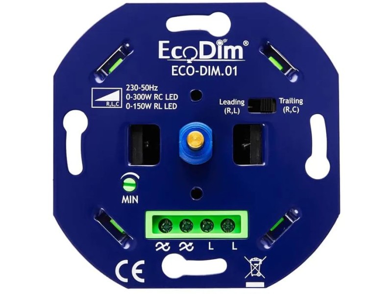 Dimmer LED universeel 0-300W fase aan- en afsnijding (RLC)