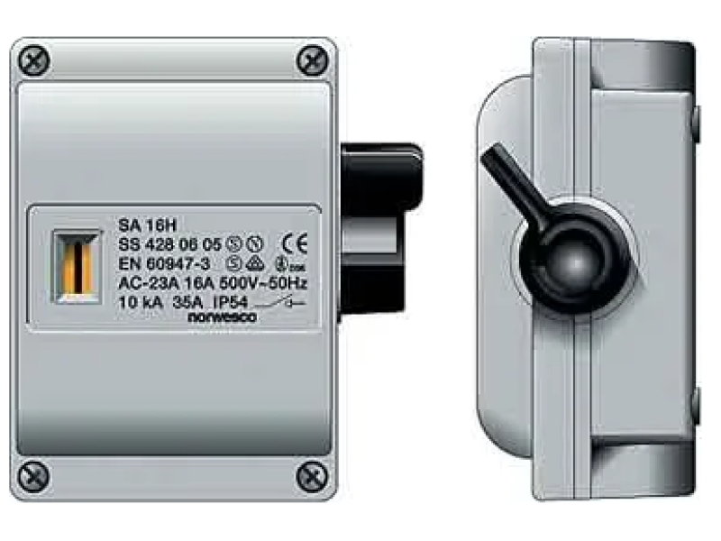 Werkschakelaar 25A 3P+hc M25 grijs IP54