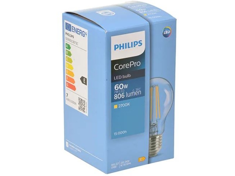 LED LAMP philips CorePro LEDBulb 7-60W E27 A60 827 CL niet dimbaar 