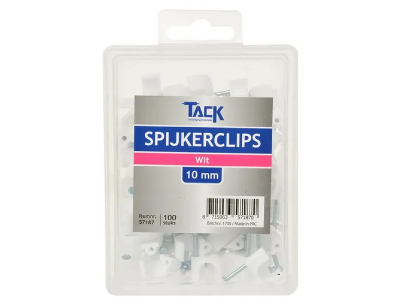 Spijkerclip wit 10mm 100 st per doosje Spijkerclip wit 10mm 100 st per doosje