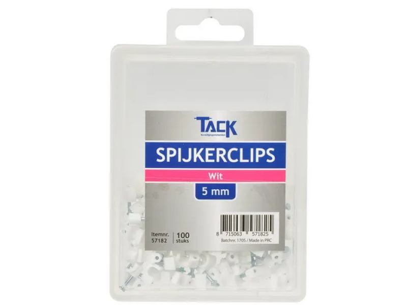 Spijkerclip wit 5mm 100 st per doosje Spijkerclip wit 5mm 100 st per doosje