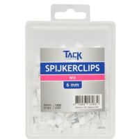 Spijkerclip wit 6mm 100 st per doosje Spijkerclip wit 6mm 100 st per doosje